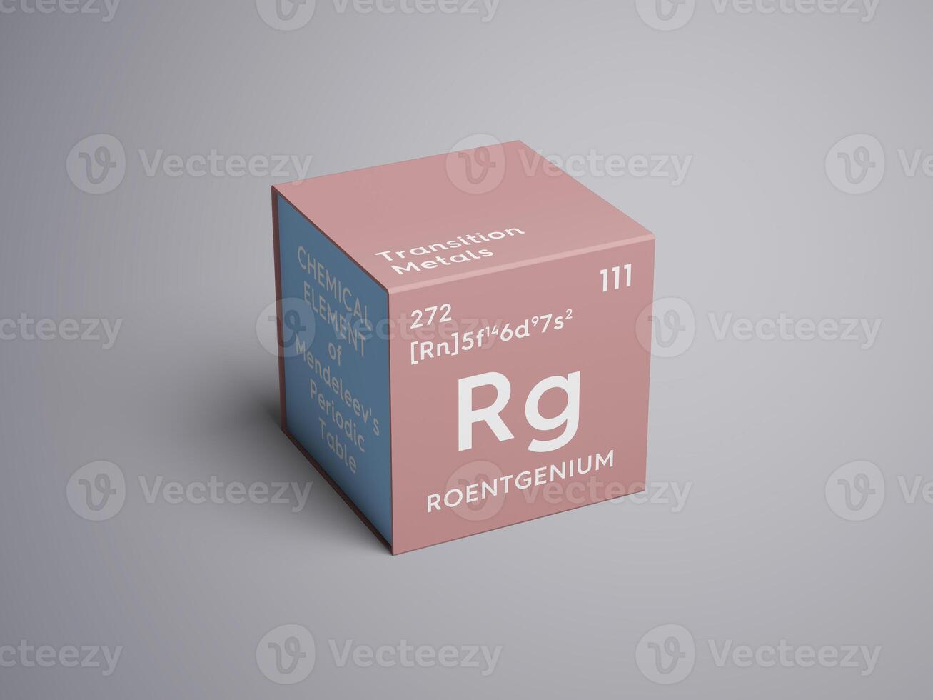 Roentgenium. Transition metals. Chemical Element of Mendeleev's Periodic Table. 3D illustration. photo