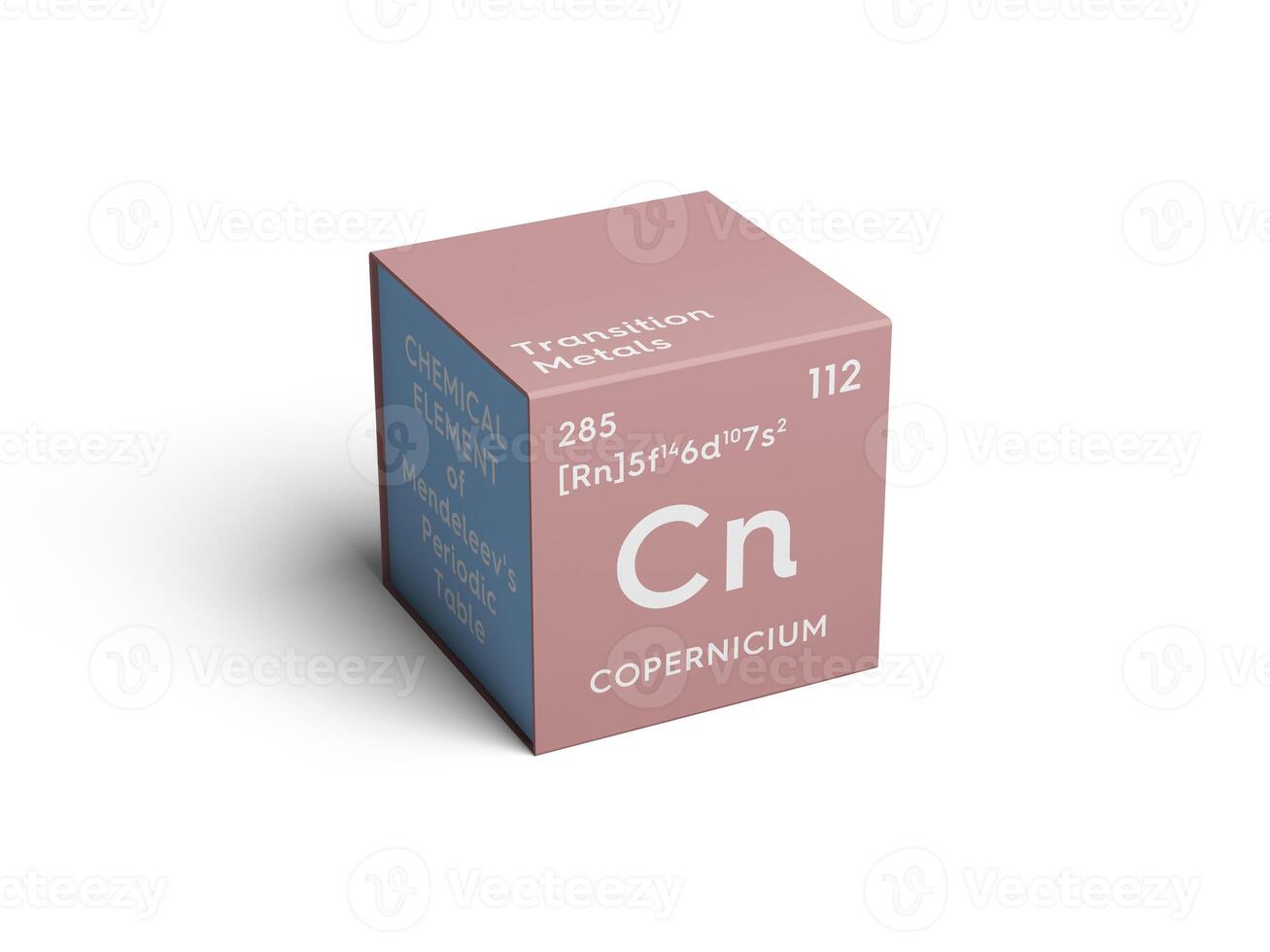Copernicium. Transition metals. Chemical Element of Mendeleev's Periodic Table. 3D illustration. photo