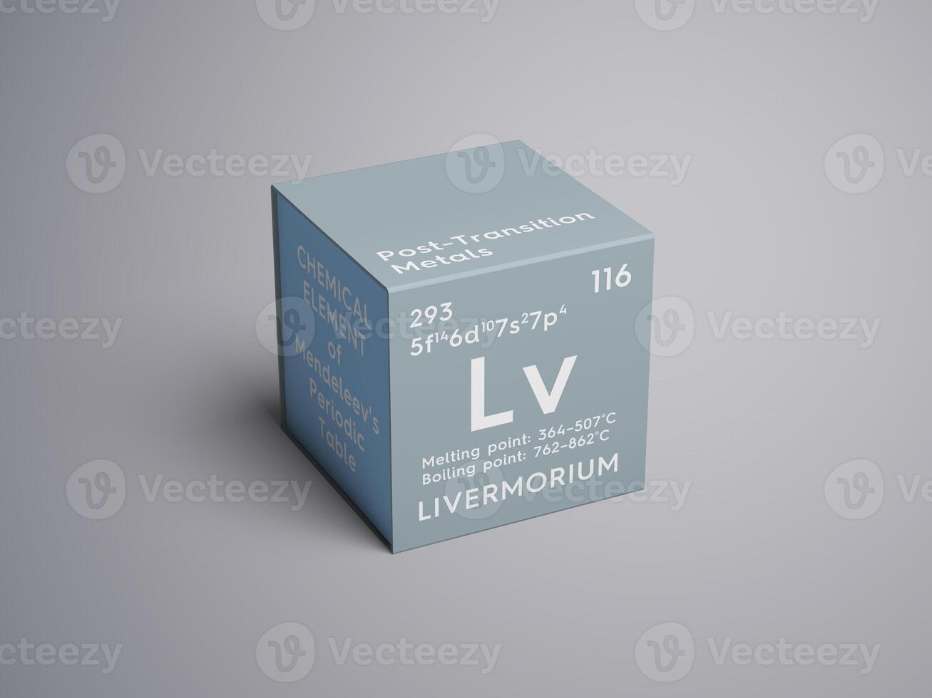 Livermorium. Post-transition metals. Chemical Element of Mendeleev's Periodic Table. 3D illustration. photo
