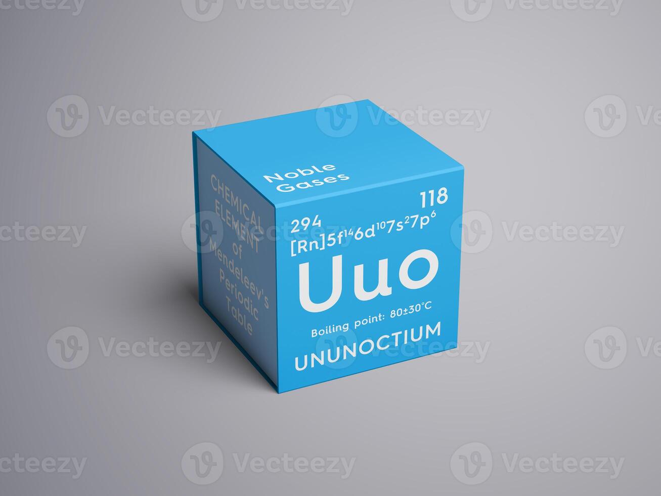 Ununoctium. Noble gases. Chemical Element of Mendeleev's Periodic Table.. 3D illustration. photo