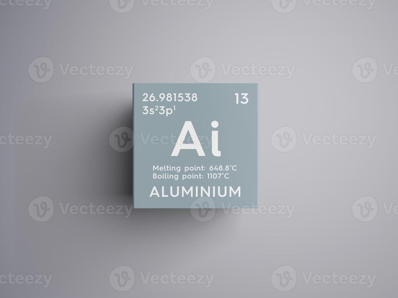 Aluminium. Post-transition metals. Chemical Element of Mendeleev's Periodic Table. 3D illustration. photo