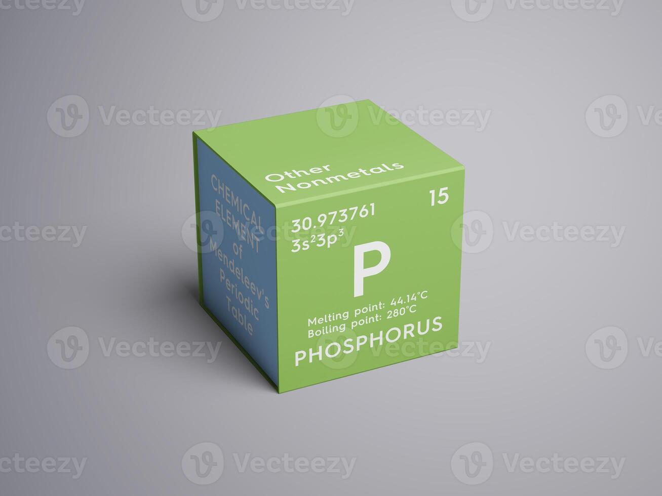 Phosphorus. Other Nonmetals. Chemical Element of Mendeleev's Periodic Table 3D illustration. photo