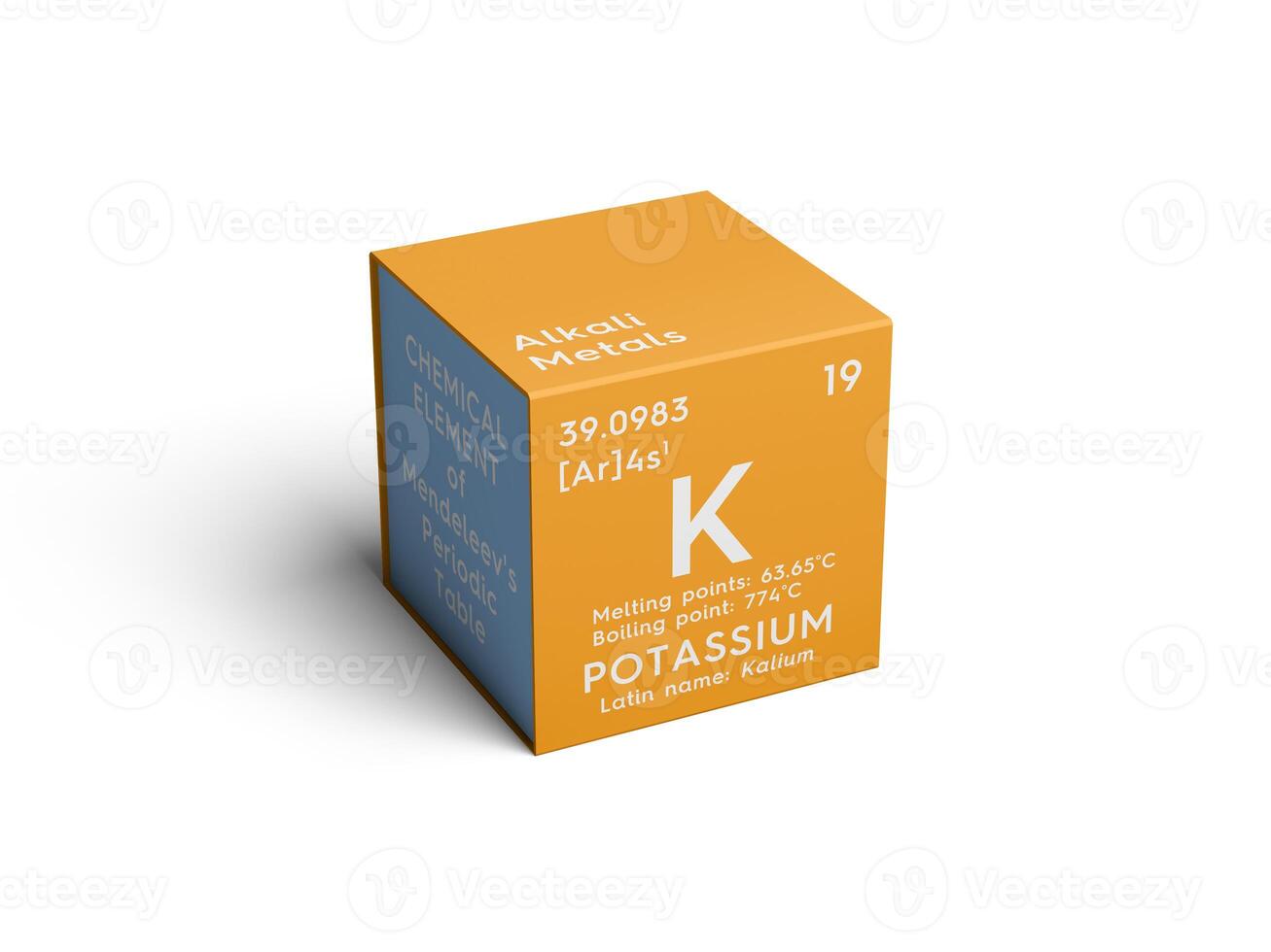 Potassium. Kalium. Alkali metals. Chemical Element of Mendeleev's Periodic Table. 3D illustration. photo