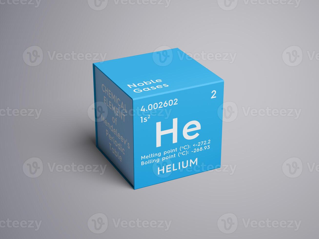 Helium. Noble gases. Chemical Element of Mendeleev's Periodic Table. 3D illustration. photo