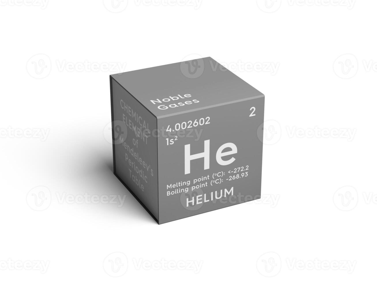 Helium. Noble gases. Chemical Element of Mendeleev's Periodic Table. 3D illustration. photo