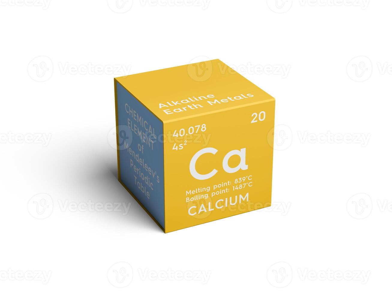 Calcium. Alkaline earth metals. Chemical Element of Mendeleev's Periodic Table. 3D illustration. photo