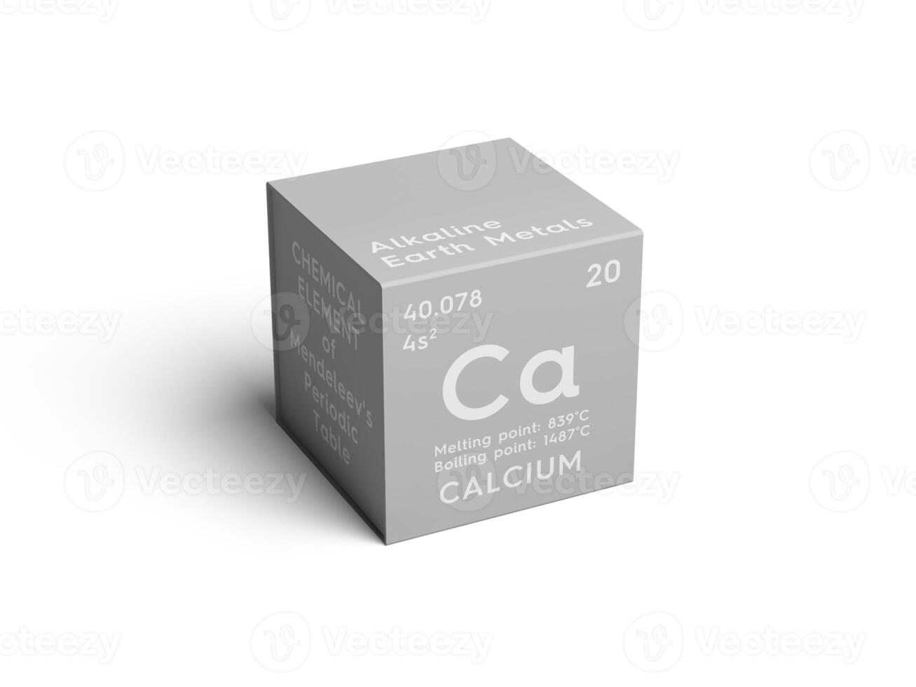 Calcium. Alkaline earth metals. Chemical Element of Mendeleev's Periodic Table. 3D illustration. photo