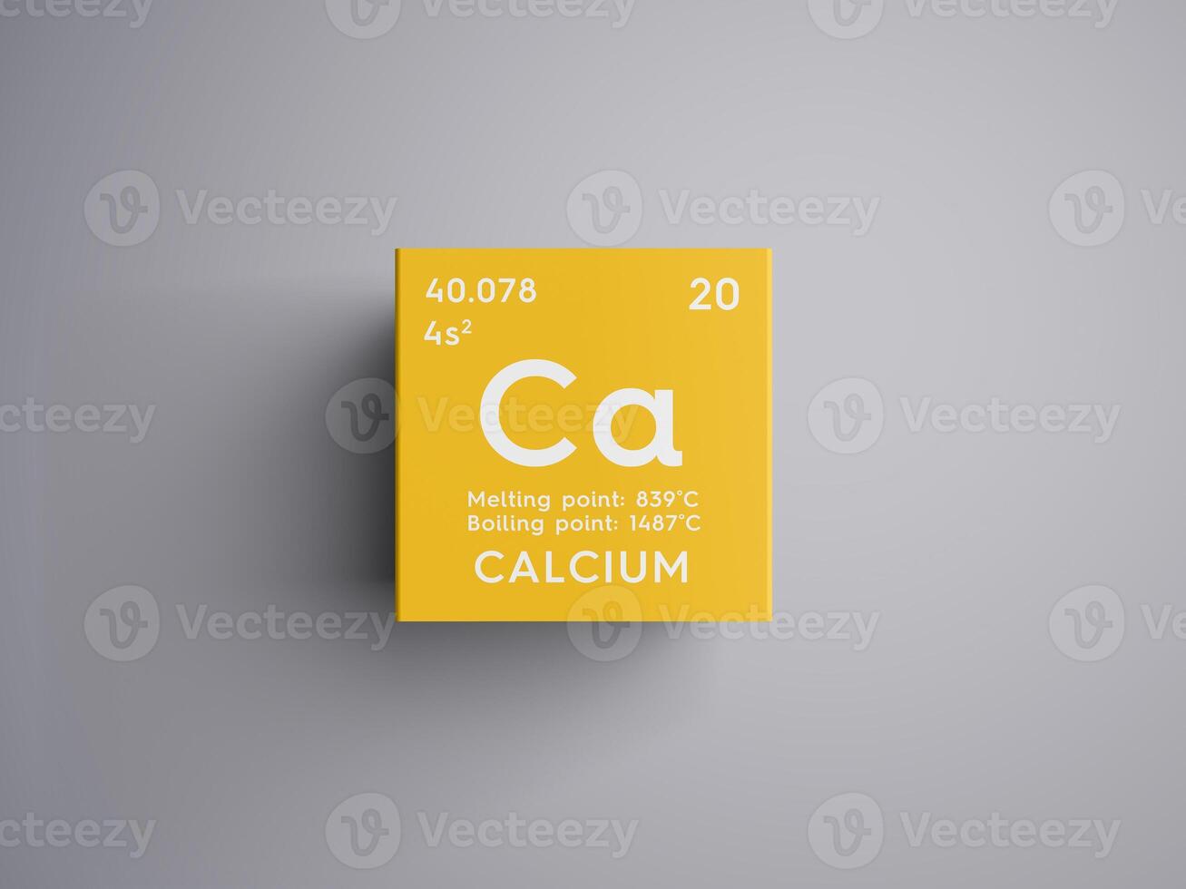 Calcium. Alkaline earth metals. Chemical Element of Mendeleev's Periodic Table. 3D illustration. photo