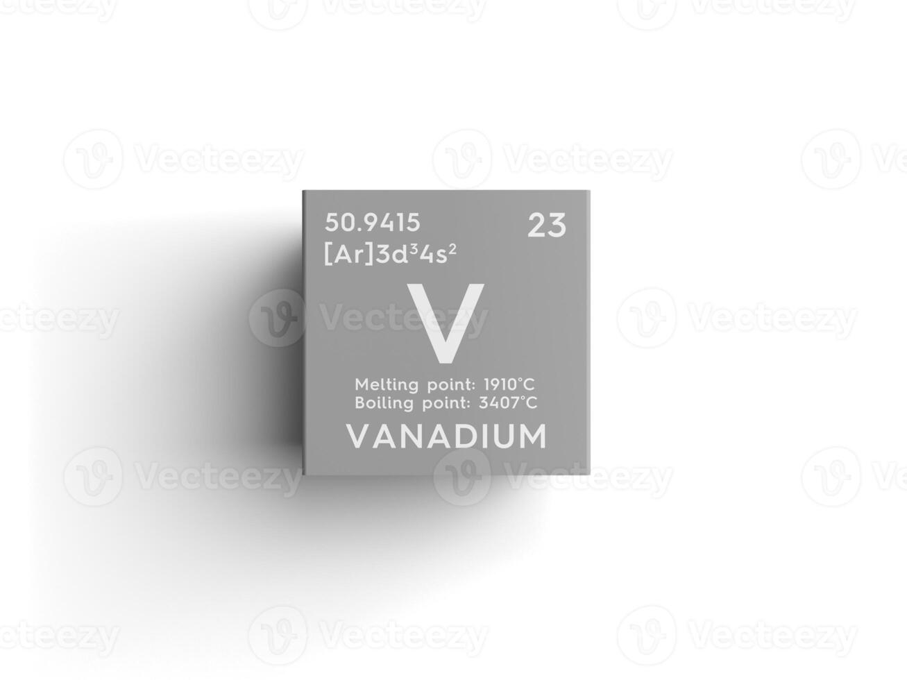 Vanadium. Transition metals. Chemical Element of Mendeleev's Periodic Table. 3D illustration. photo