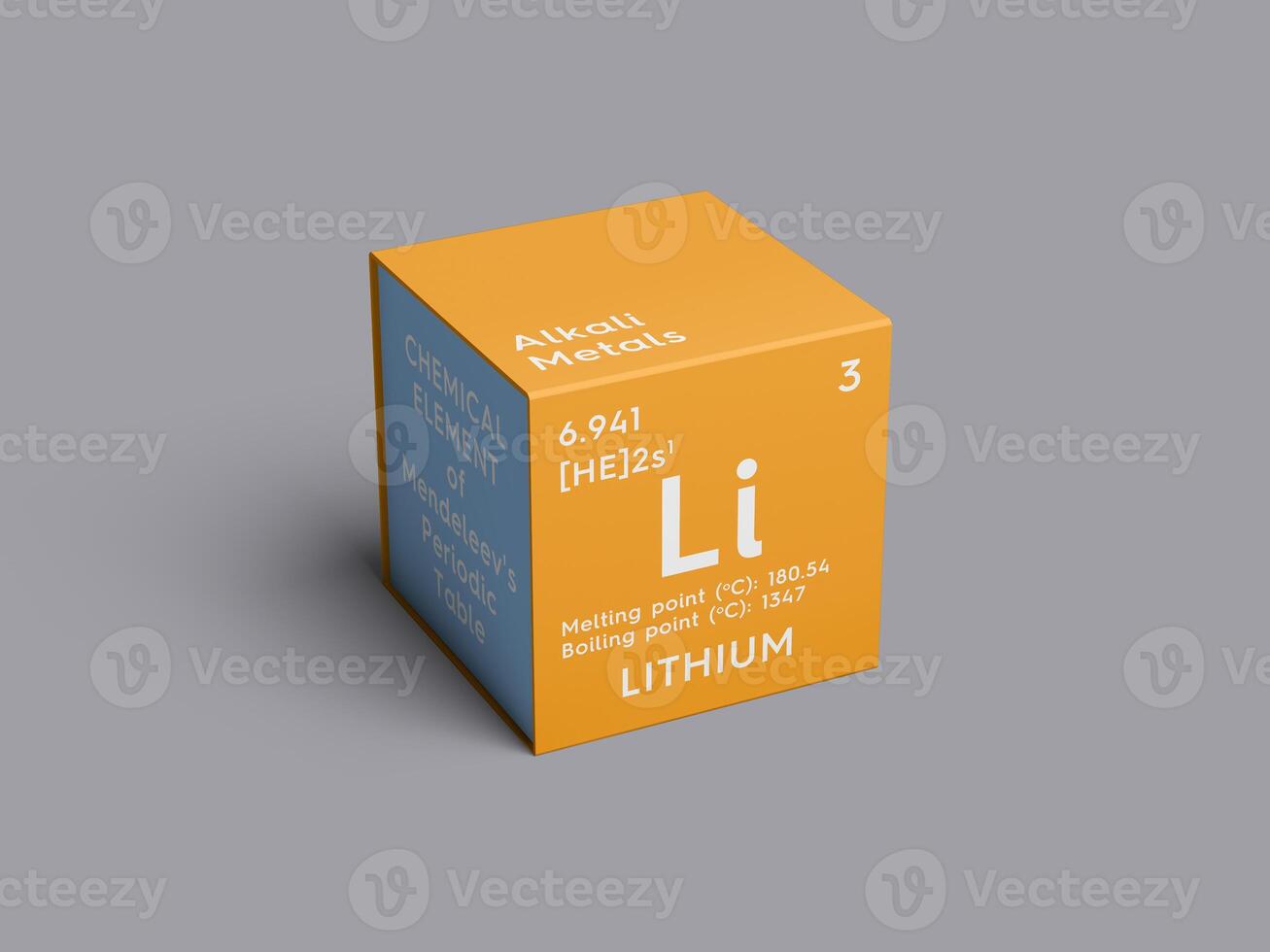 Lithium. Alkali metals. Chemical Element of Mendeleev's Periodic Table. 3D illustration. photo