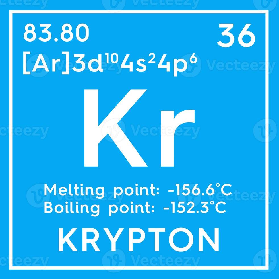 Krypton. Noble gases. Chemical Element of Mendeleev's Periodic Table.. 3D illustration. photo