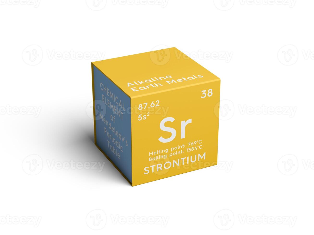 Strontium. Alkaline earth metals. Chemical Element of Mendeleev's Periodic Table. 3D illustration. photo