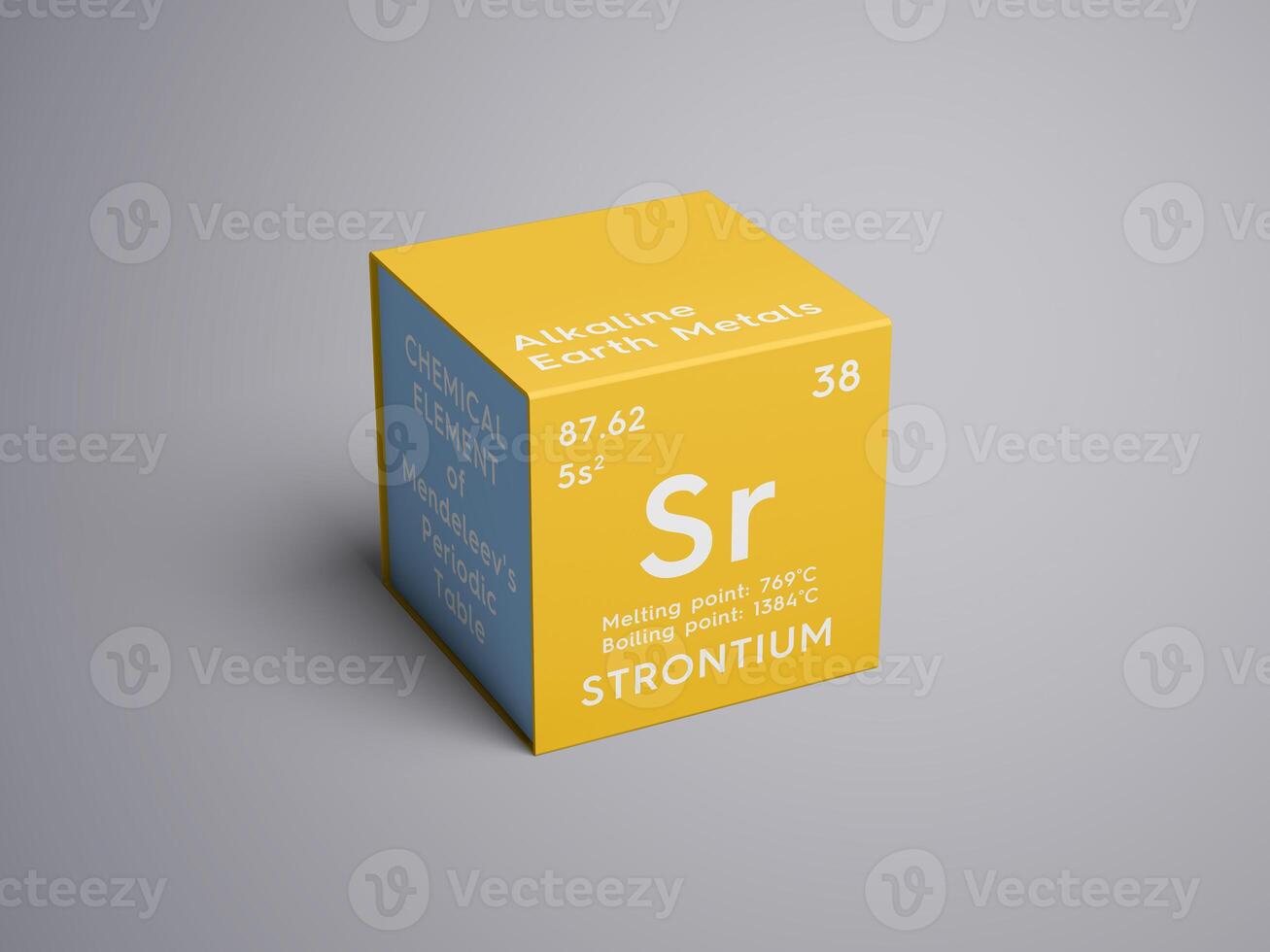 Strontium. Alkaline earth metals. Chemical Element of Mendeleev's Periodic Table. 3D illustration. photo