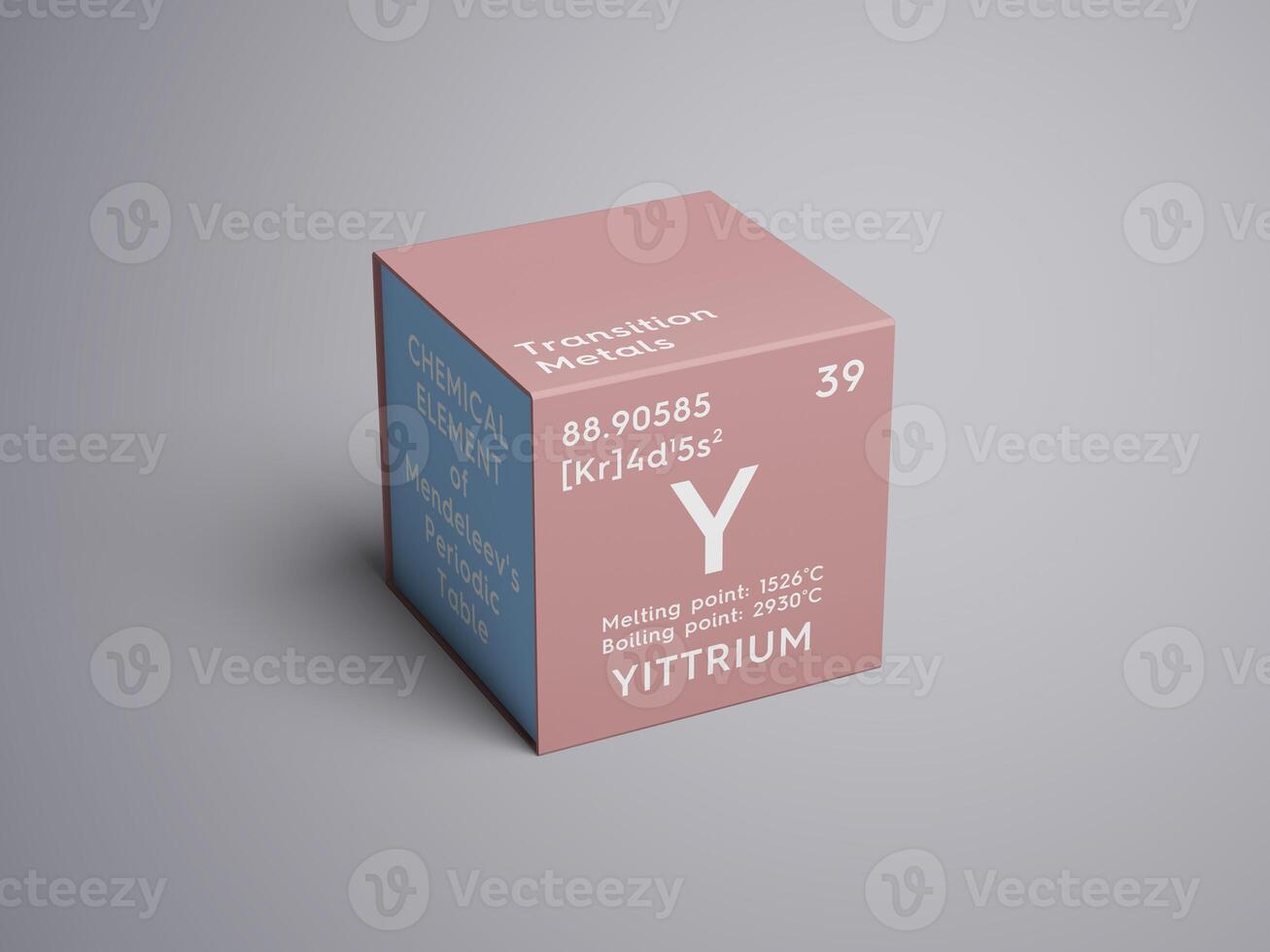 Yittrium. Transition metals. Chemical Element of Mendeleev's Periodic Table. 3D illustration. photo