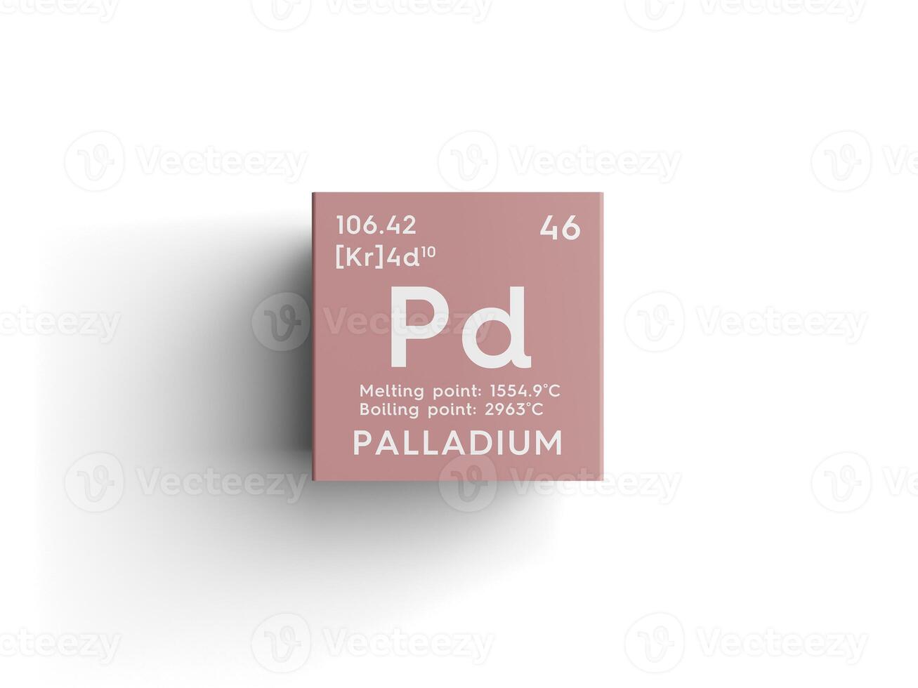 Palladium. Transition metals. Chemical Element of Mendeleev's Periodic Table.. 3D illustration. photo