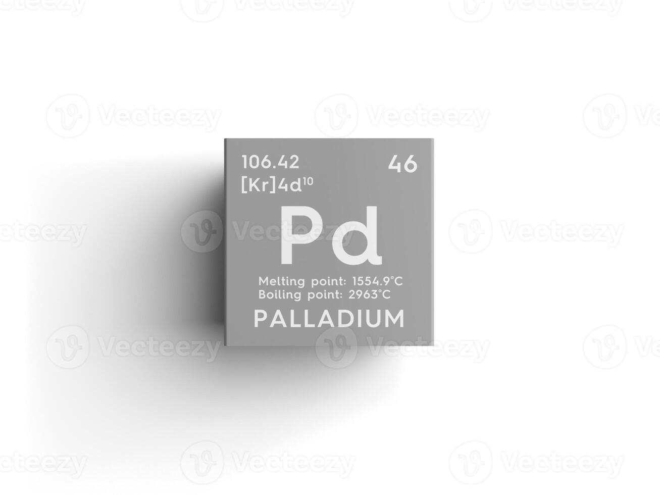 Palladium. Transition metals. Chemical Element of Mendeleev's Periodic Table.. 3D illustration. photo