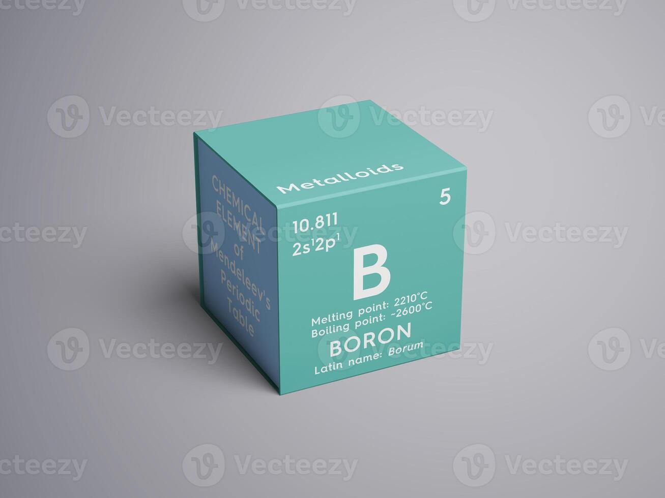 Boron. Metalloids. Chemical Element of Mendeleev's Periodic Table 3D illustration. photo