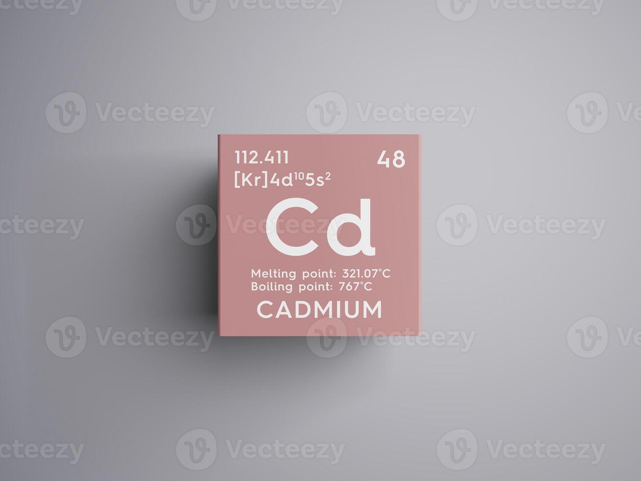 Cadmium. Transition metals. Chemical Element of Mendeleev's Periodic Table.. 3D illustration. photo