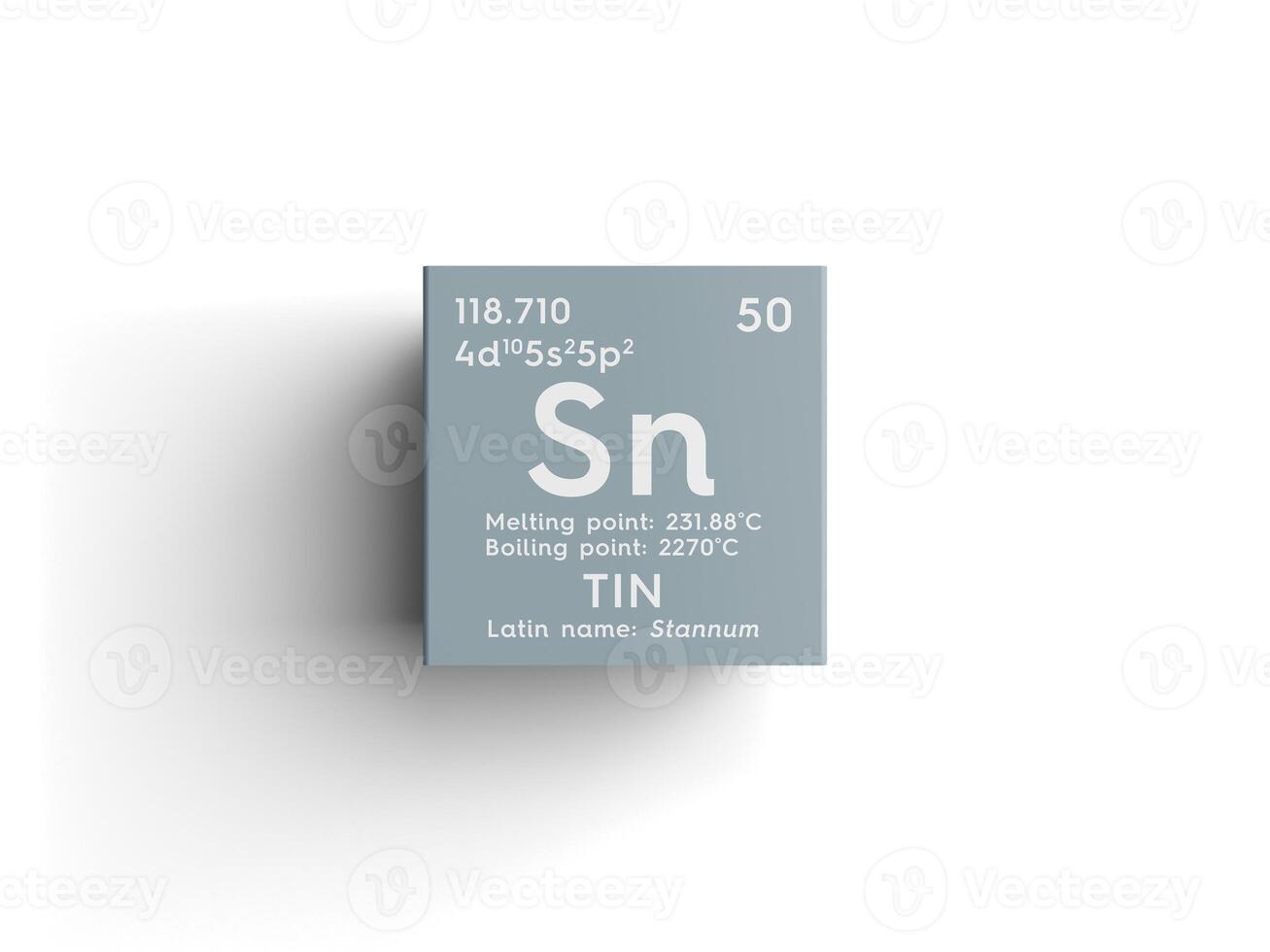 Tin. Stunnam. Post-transition metals. Chemical Element of Mendeleev's Periodic Table.. 3D illustration. photo