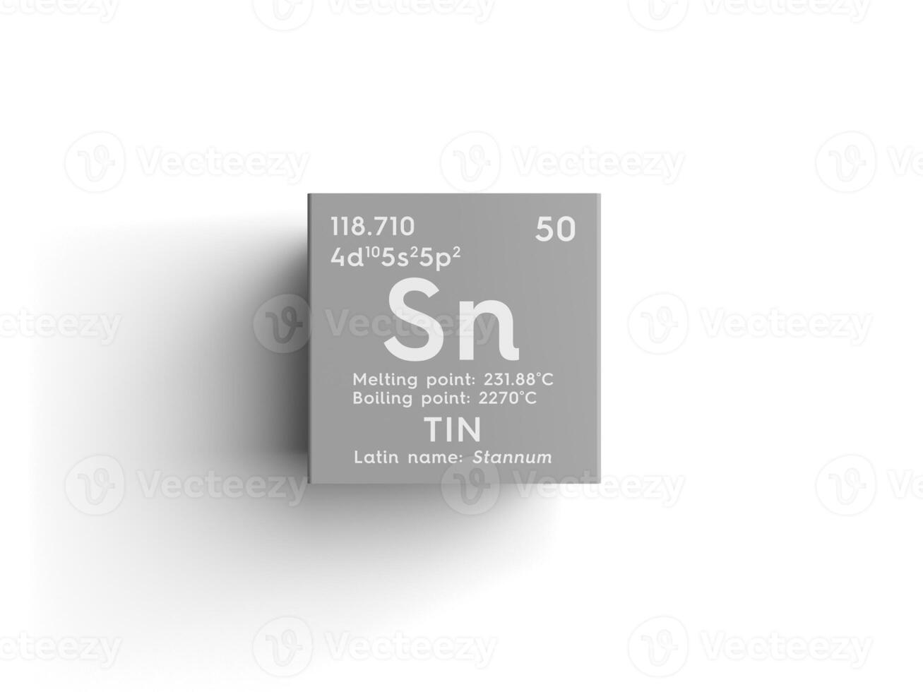 Tin. Stunnam. Post-transition metals. Chemical Element of Mendeleev's Periodic Table.. 3D illustration. photo