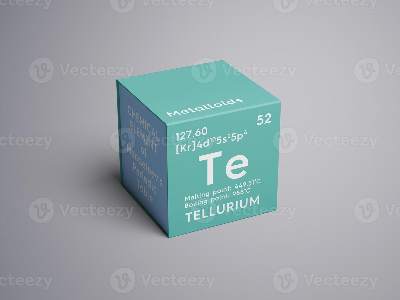Tellurium. Metalloids. Chemical Element of Mendeleev's Periodic Table.. 3D illustration. photo