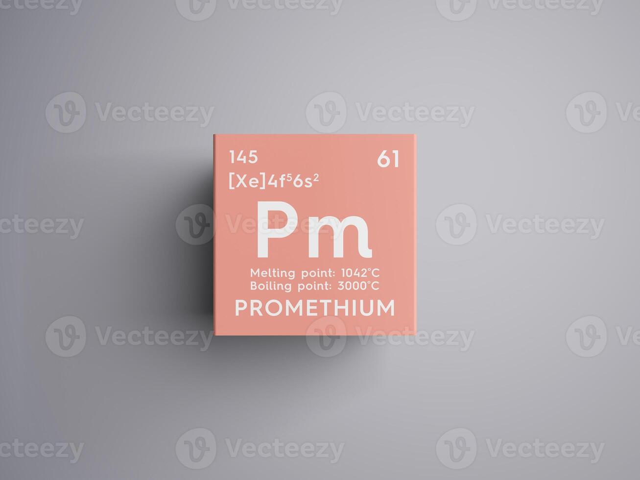 Promethium. Lanthanoids. Chemical Element of Mendeleev's Periodic Table. 3D illustration. photo