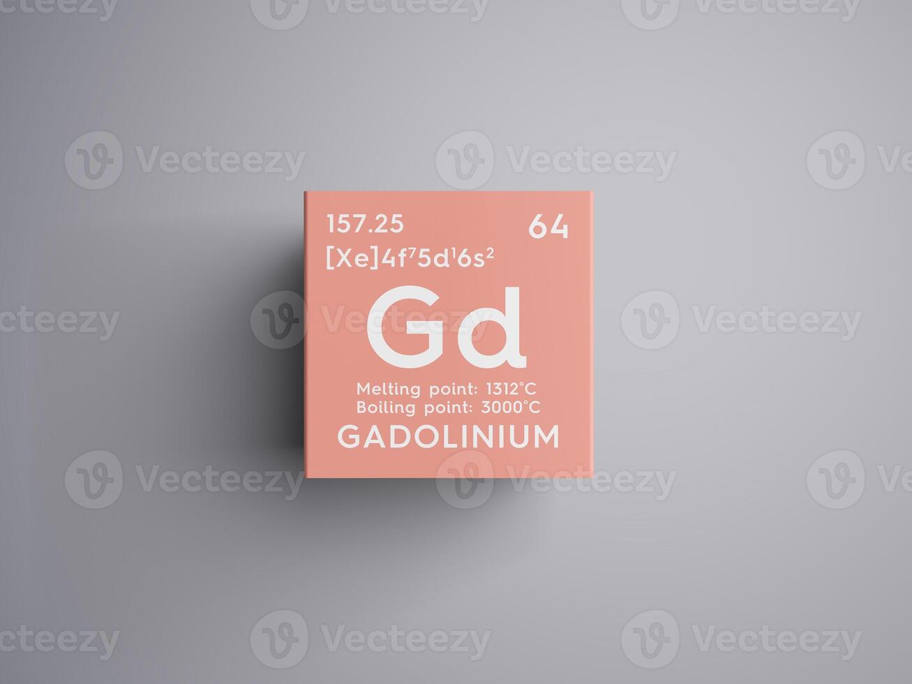 Gadolinium. Lanthanoids. Chemical Element of Mendeleev's Periodic Table. 3D illustration. photo