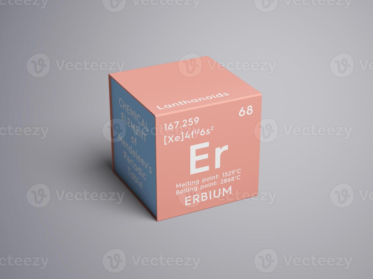 Erbium. Lanthanoids. Chemical Element of Mendeleev's Periodic Table. 3D illustration. photo