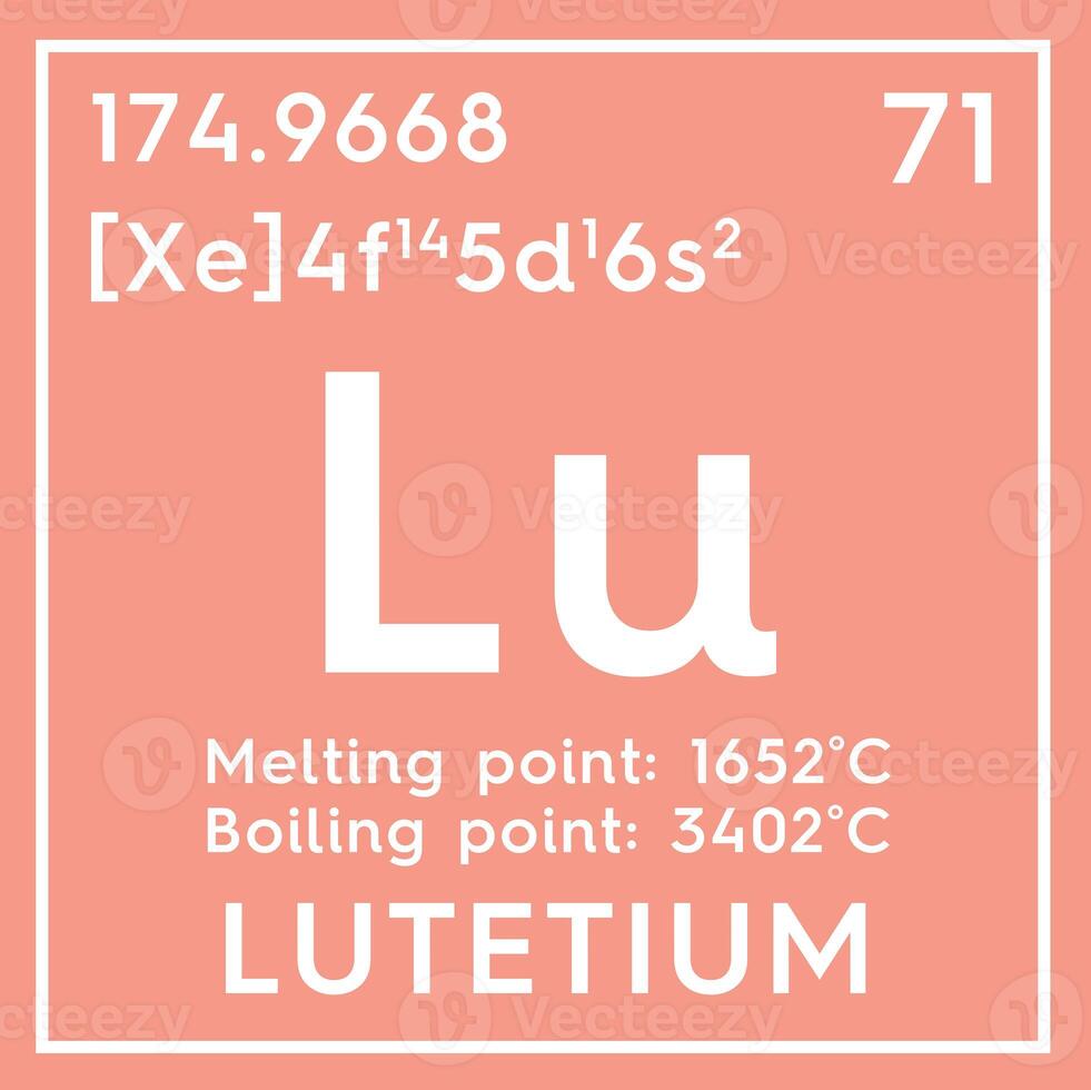 Lutetium. Lanthanoids. Chemical Element of Mendeleev's Periodic Table. 3D illustration. photo