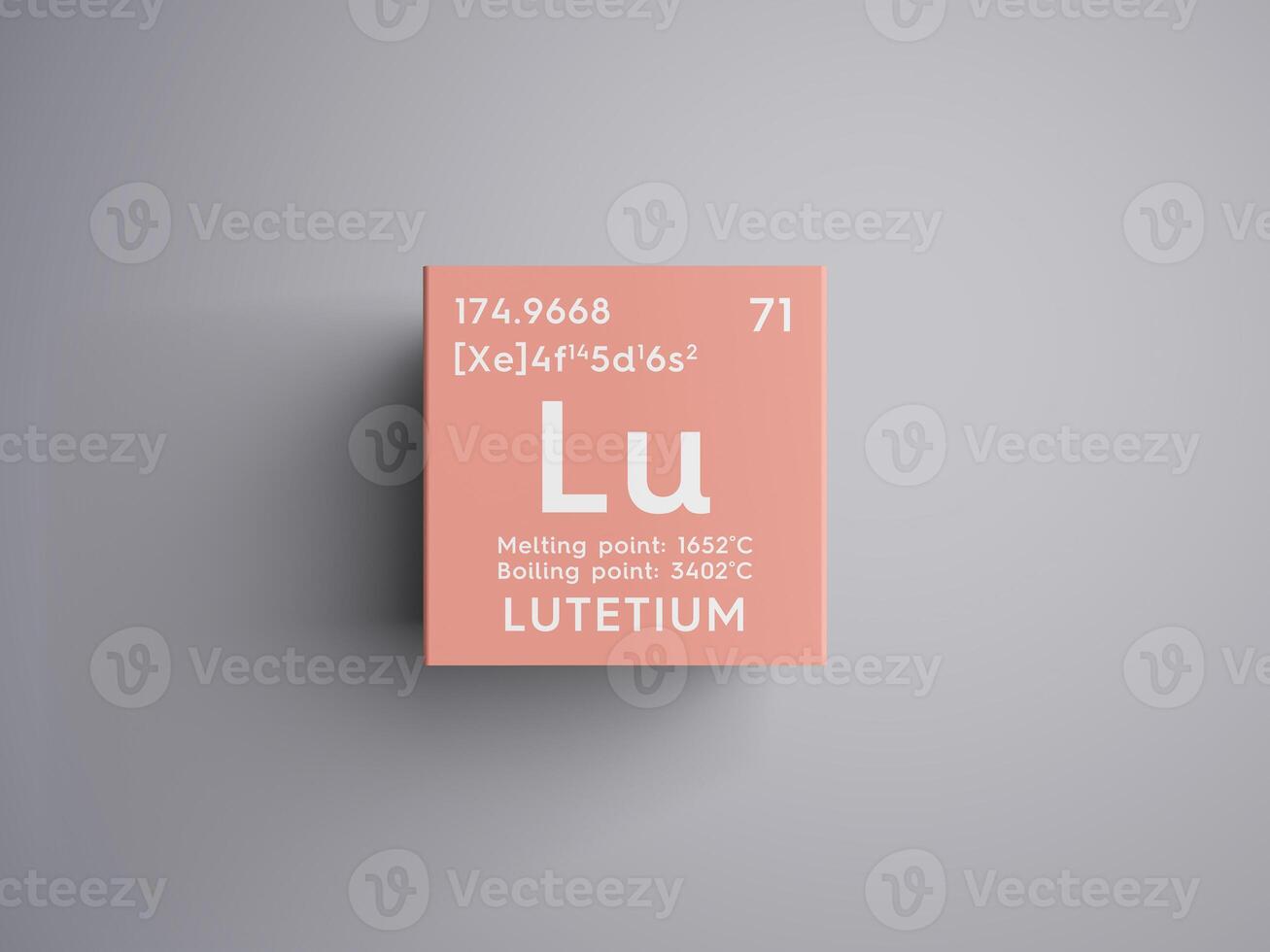 Lutetium. Lanthanoids. Chemical Element of Mendeleev's Periodic Table. 3D illustration. photo