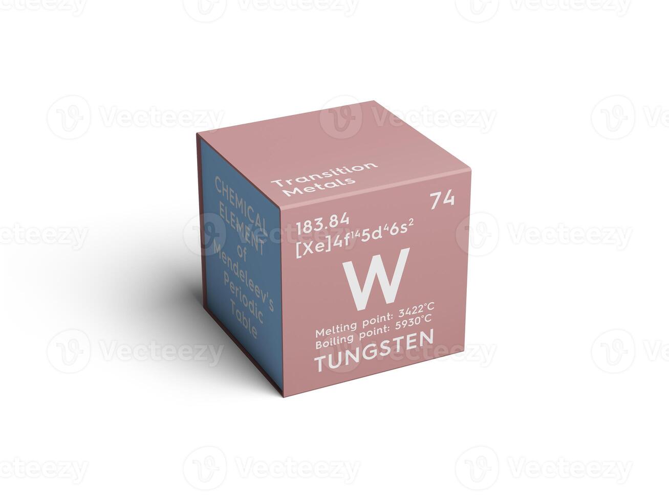 Tungsten. Transition metals. Chemical Element of Mendeleev's Periodic Table. 3D illustration. photo