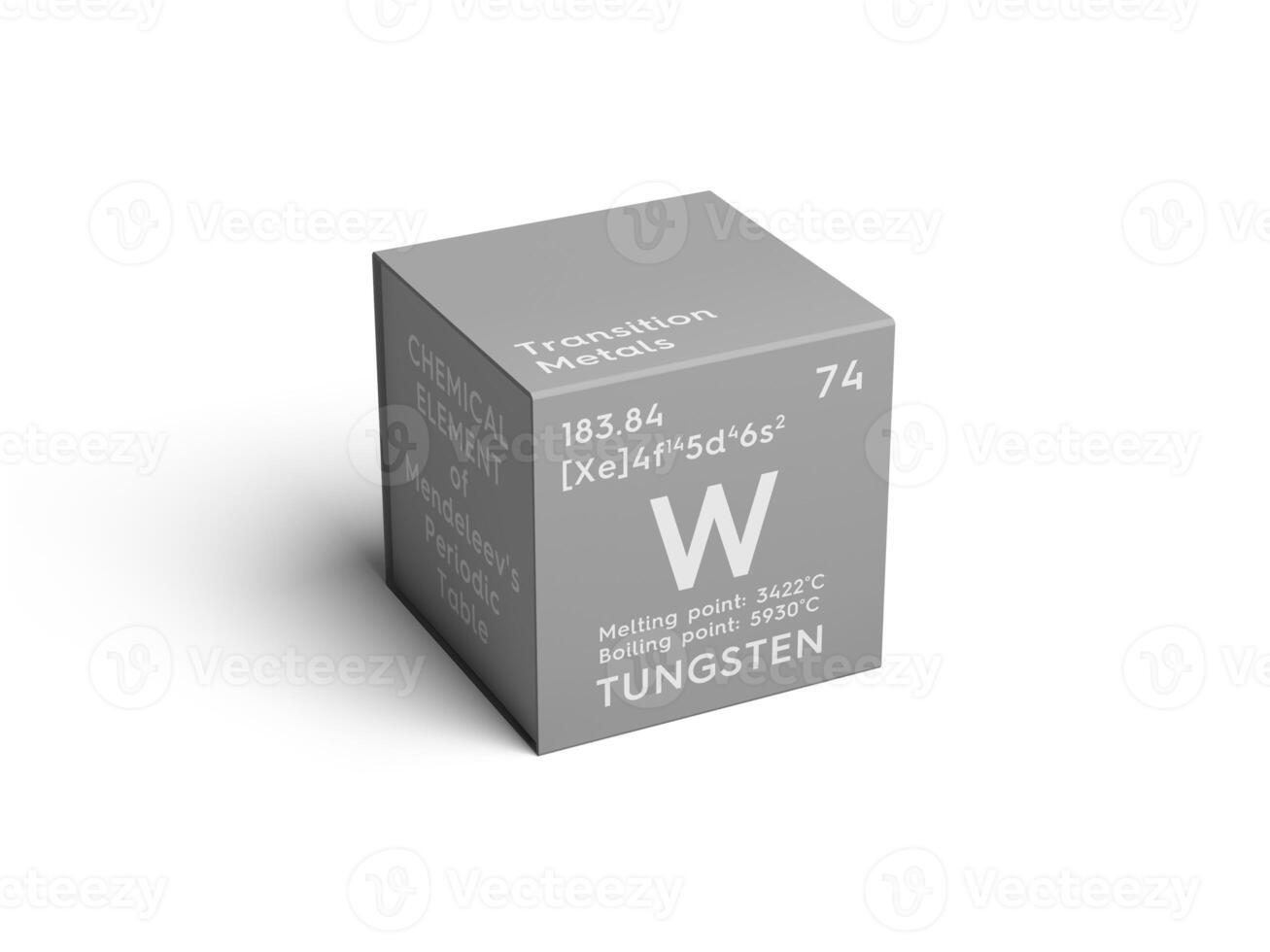 Tungsten. Transition metals. Chemical Element of Mendeleev's Periodic Table. 3D illustration. photo