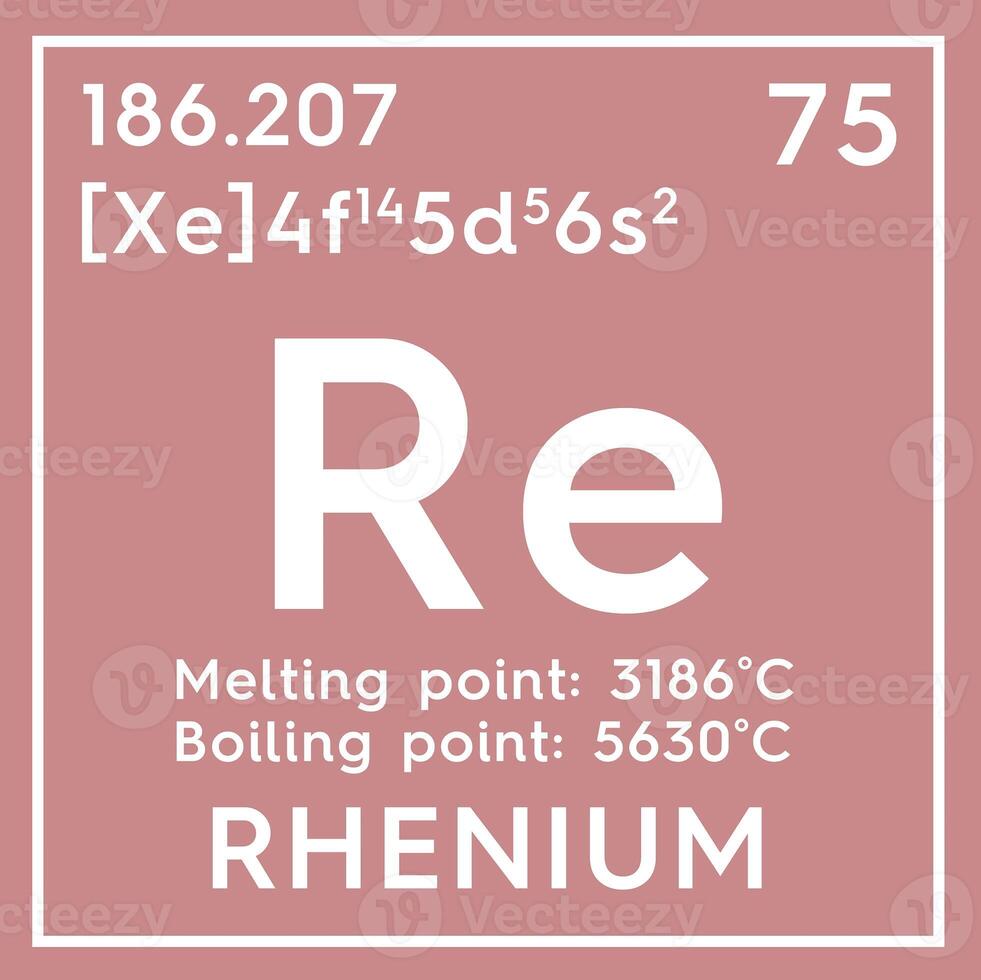 Rhenium. Transition metals. Chemical Element of Mendeleev's Periodic Table. 3D illustration. photo