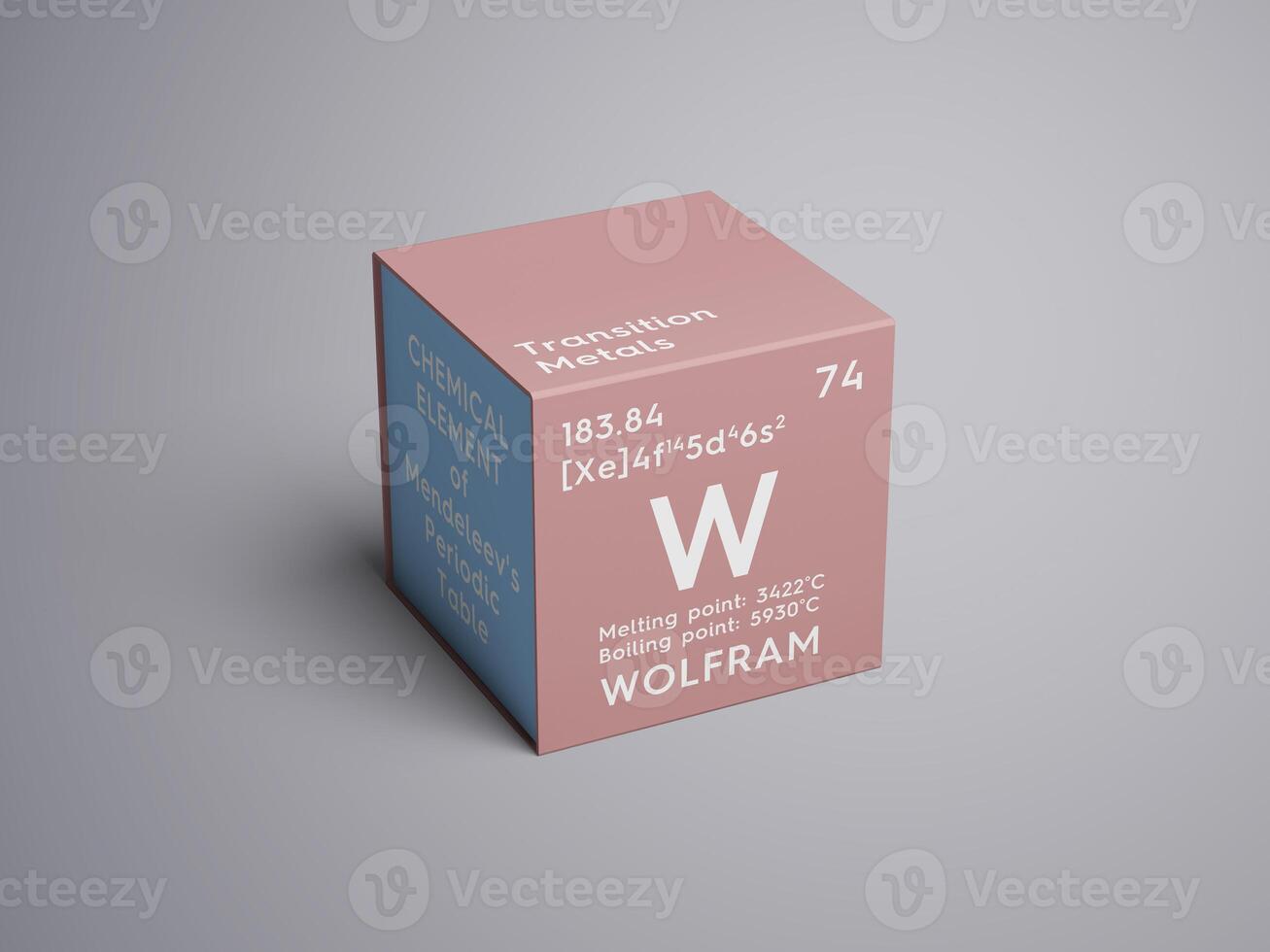 Wolfram. Transition metals. Chemical Element of Mendeleev's Periodic Table. 3D illustration. photo