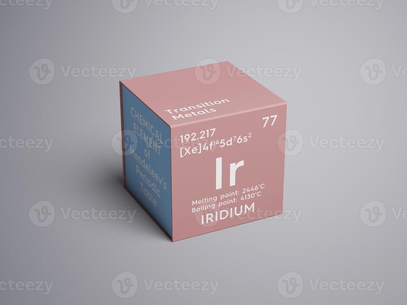 Iridium. Transition metals. Chemical Element of Mendeleev's Periodic Table. 3D illustration. photo