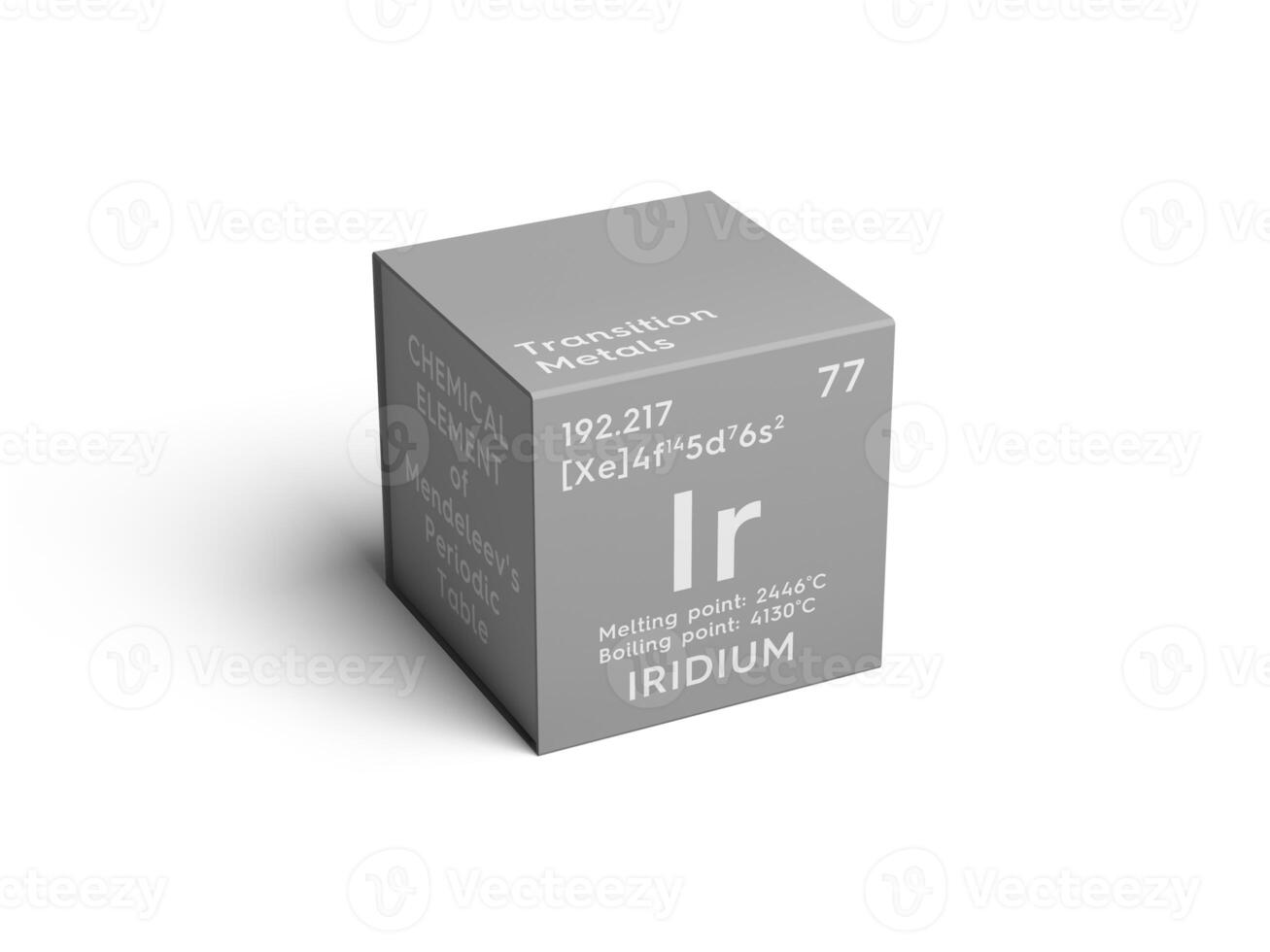Iridium. Transition metals. Chemical Element of Mendeleev's Periodic Table. 3D illustration. photo