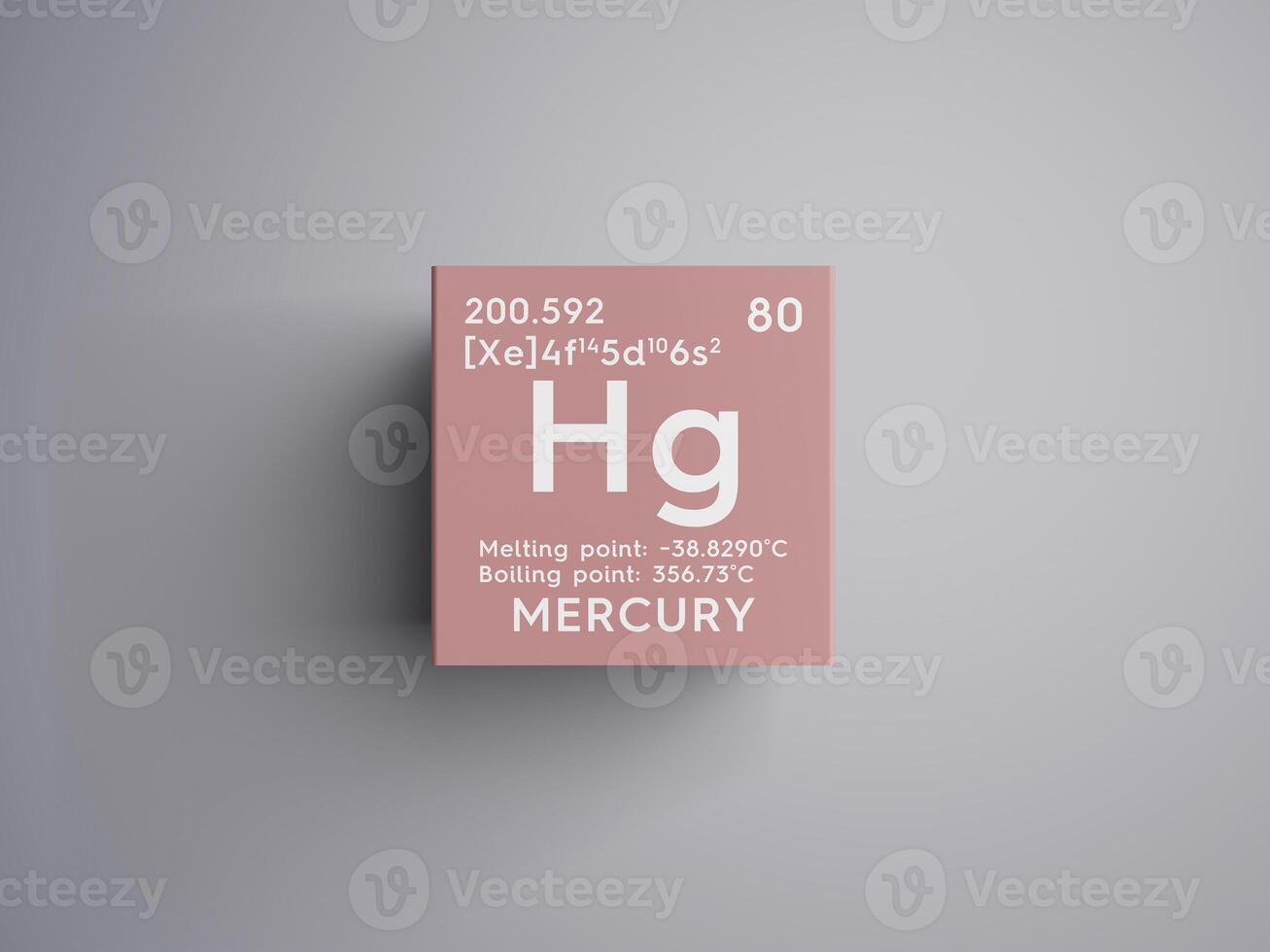 Mercury. Transition metals. Chemical Element of Mendeleev's Periodic Table. 3D illustration. photo