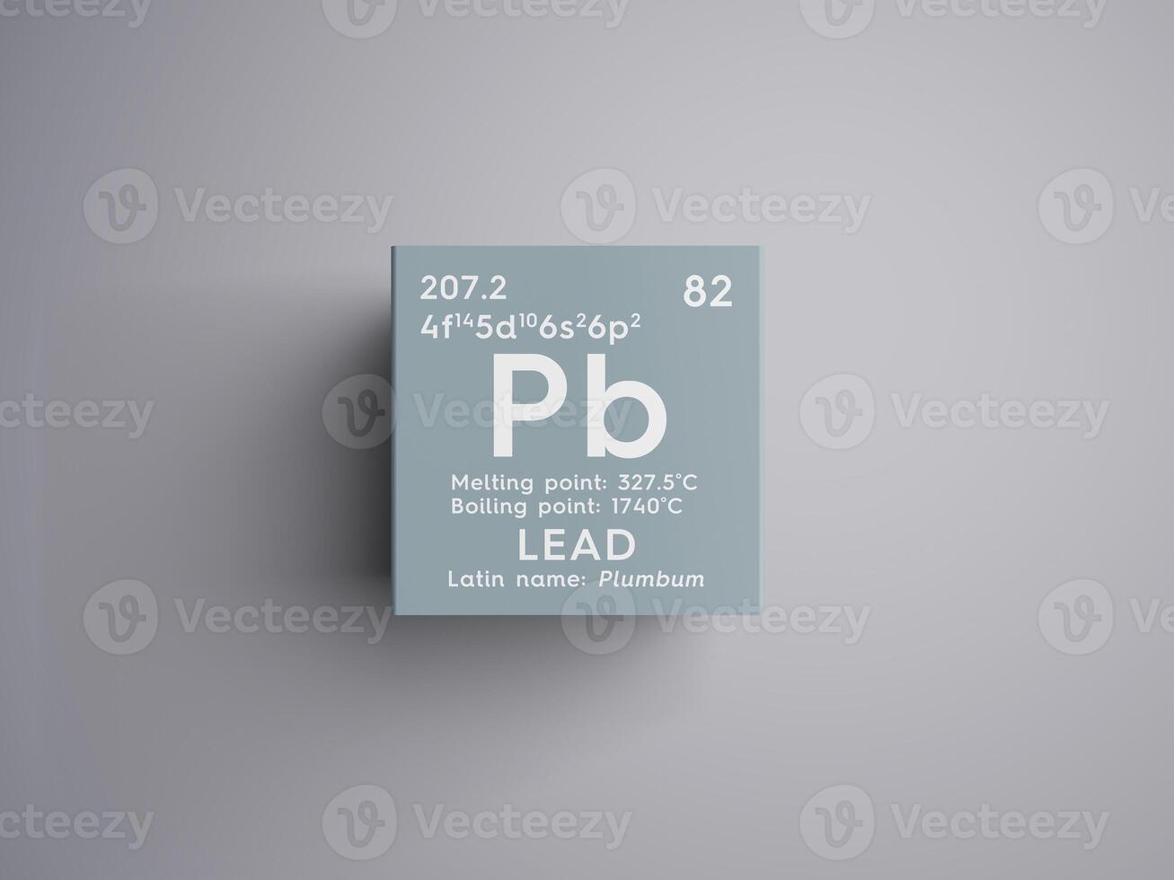 Lead. Plumbum. Post-transition metals. Chemical Element of Mendeleev's Periodic Table. 3D illustration. photo