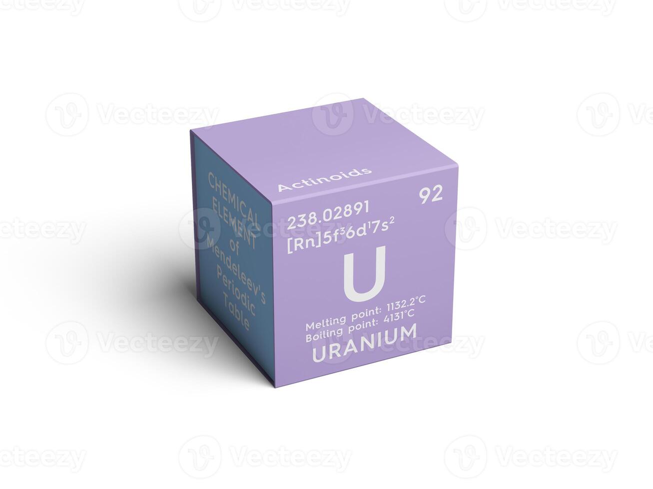 Uranium. Actinoids. Chemical Element of Mendeleev's Periodic Table. 3D illustration. photo