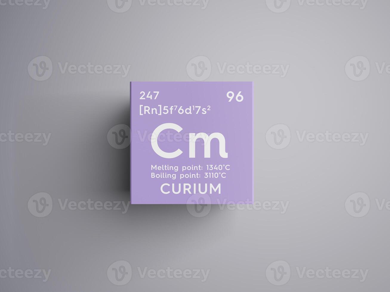 Curium. Actinoids. Chemical Element of Mendeleev's Periodic Table. 3D illustration. photo