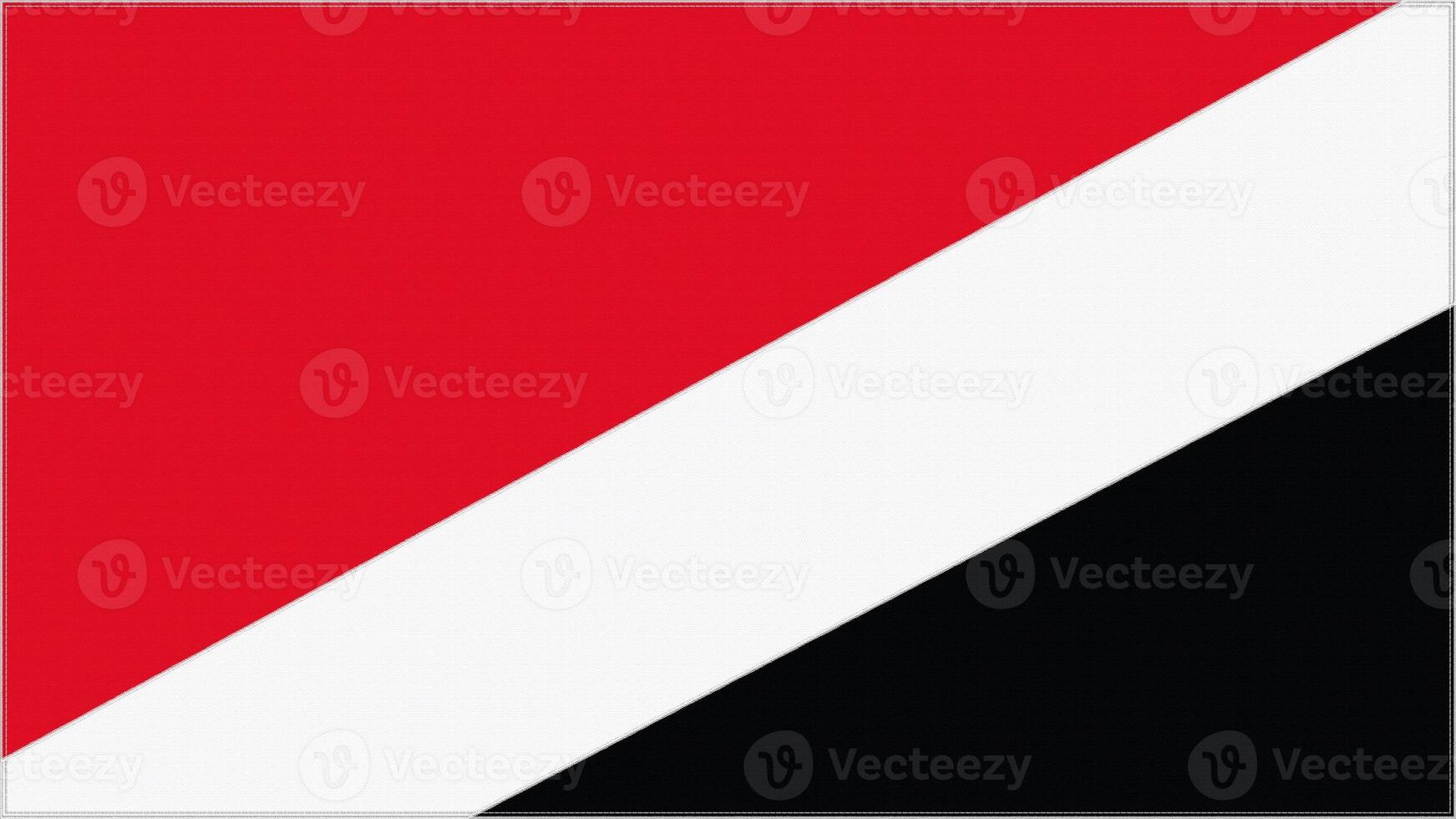 Principiality of Sealand embroidery flag. Emblem stitched fabric. Embroidered coat of arms. Country symbol textile background. photo