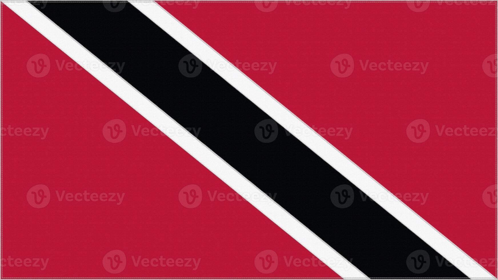Trinidad and Tobago embroidery flag. Emblem stitched fabric. Embroidered coat of arms. Country symbol textile background. photo