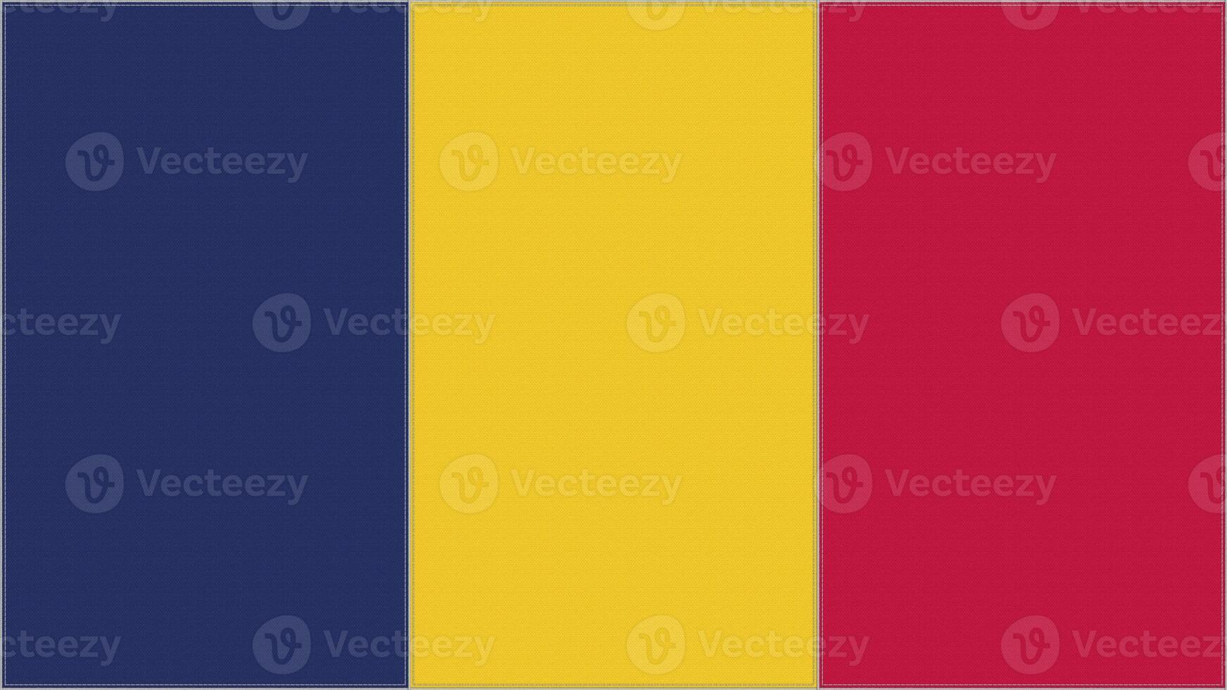 Chad embroidery flag. Chadic emblem stitched fabric. Embroidered coat of arms. Country symbol textile background. photo
