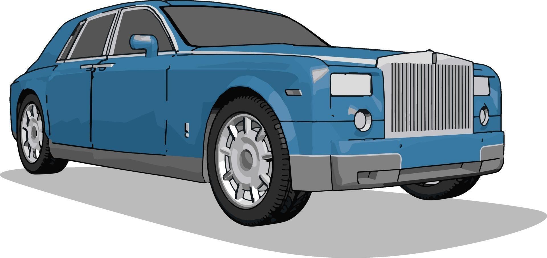 Blue bentley, illustration, vector on white background.