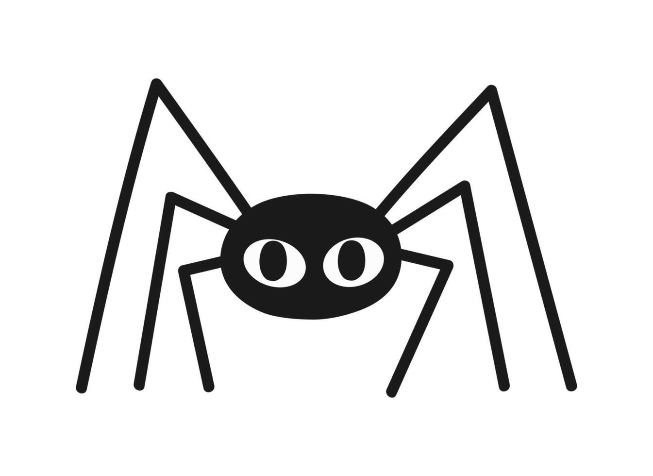 Hand drawn cute cartoon illustration little spider. Flat Halloween and Thanksgiving sticker. Ghoul character in doodle style. Autumn party scary mascot. Isolated on white background. vector