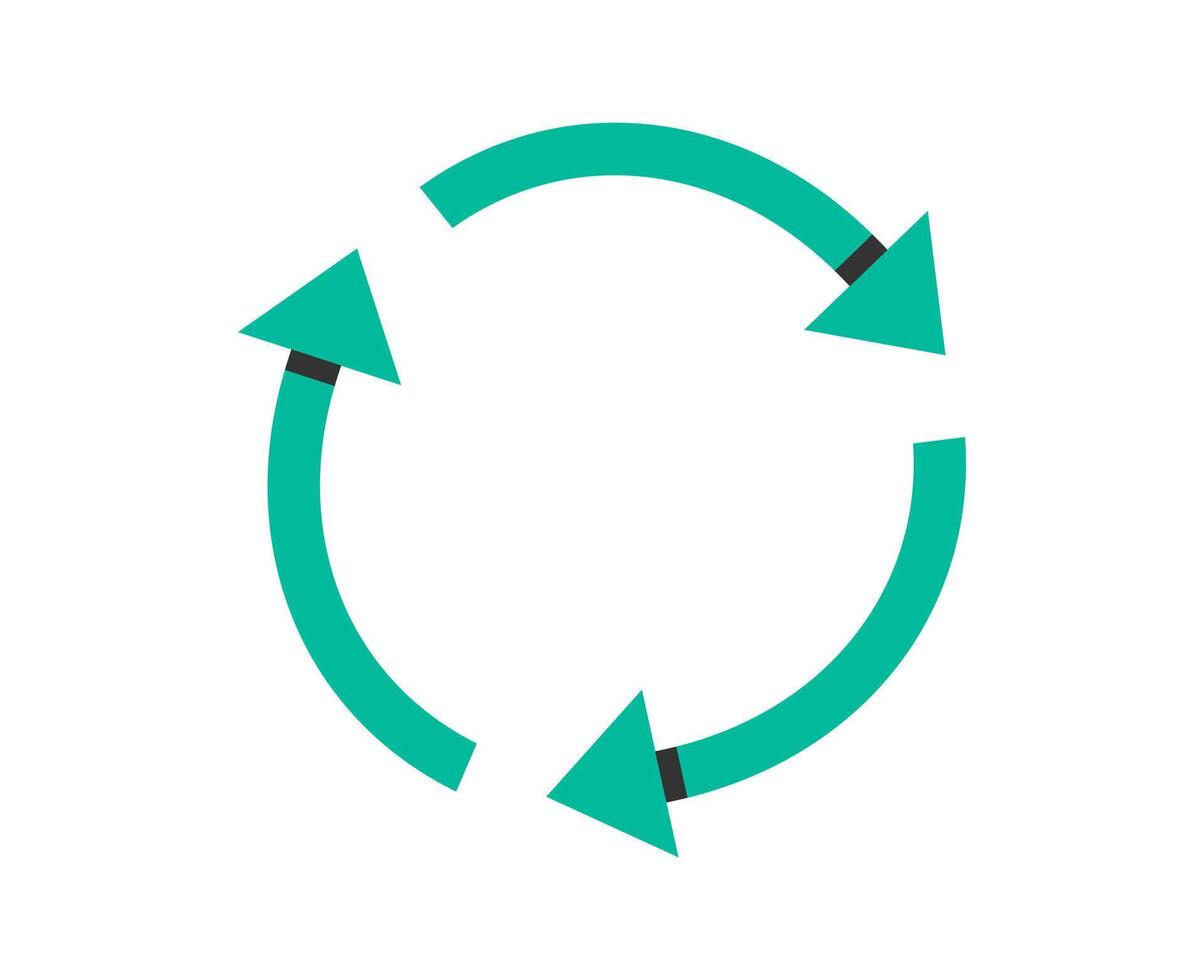 Hand drawn cute illustration of recycle sign. Cycle icon with three arrows. Flat Earth day, environment protection design in colored doodle style. Reuse, reduce sticker or print. Isolated. vector