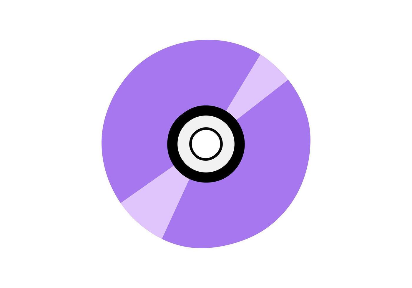 Hand drawn cute cartoon illustration of compact disc. Flat old audio data storage sticker in simple colored doodle style. Sound record device icon or print. Optical disc. Isolated. vector
