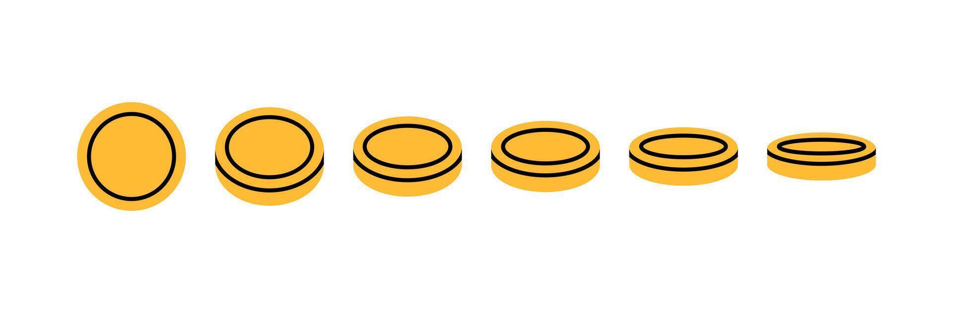 Hand drawn cute cartoon illustration of coins set. Flat money currency collection sticker in simple colored doodle style. Business or bank deposit icon or print. Investment or savings. Isolated vector
