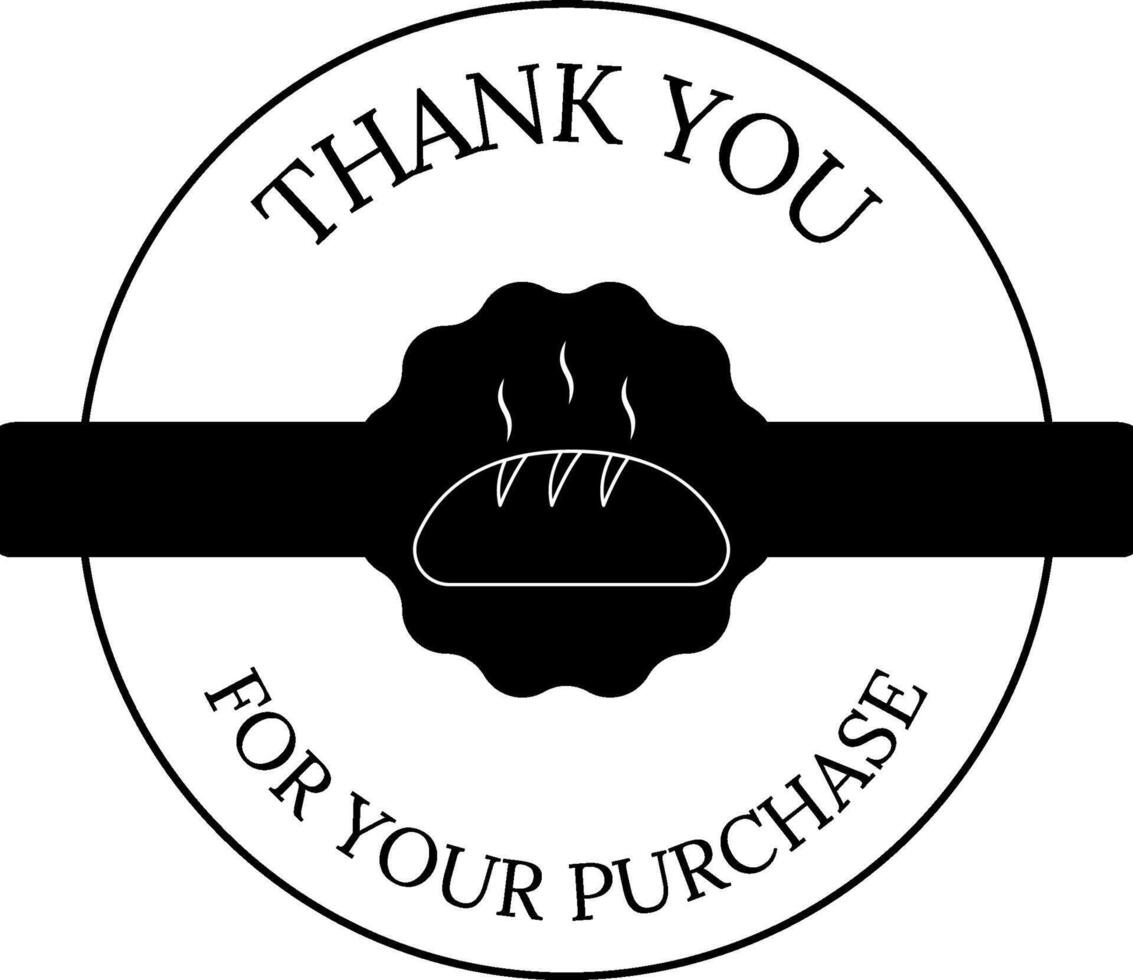 a black and white thank you sticker for your purchase vector