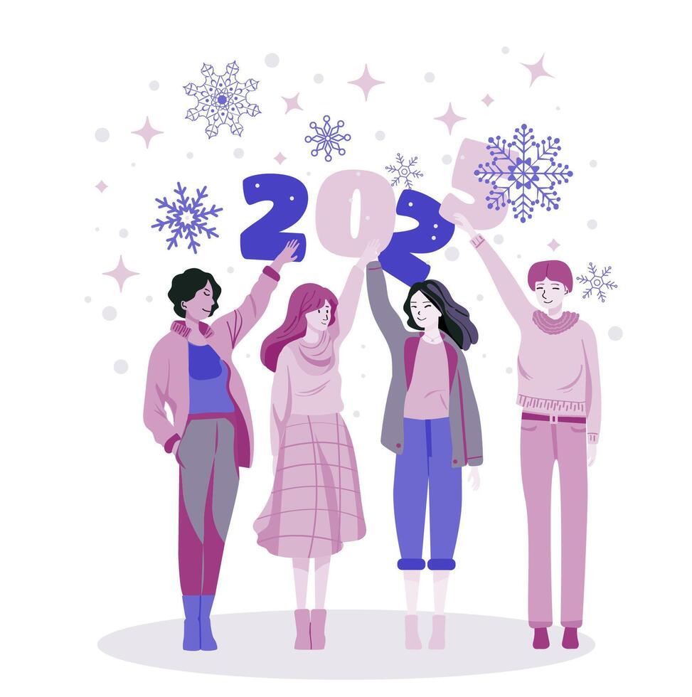 Hand drawn flat changing year illustration vector